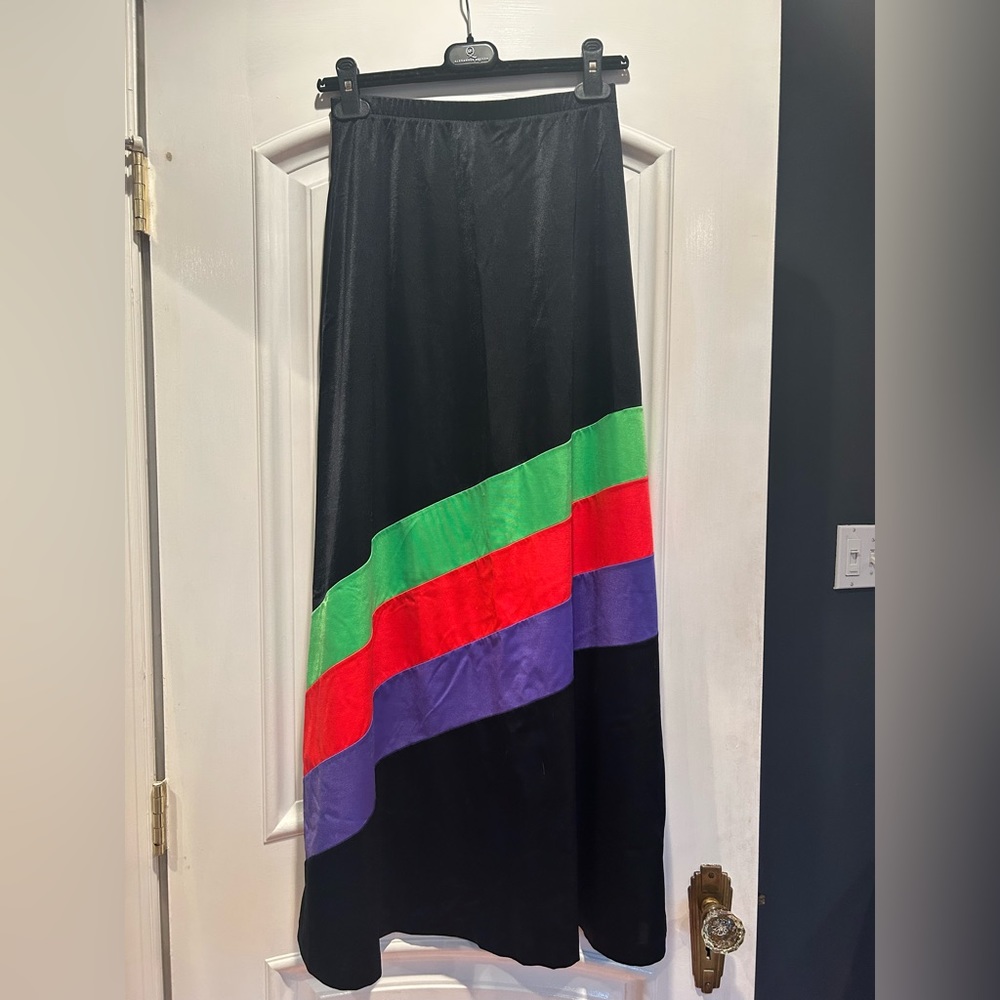 Vintage Jantzen long full length skirt neon colors - Size Medium